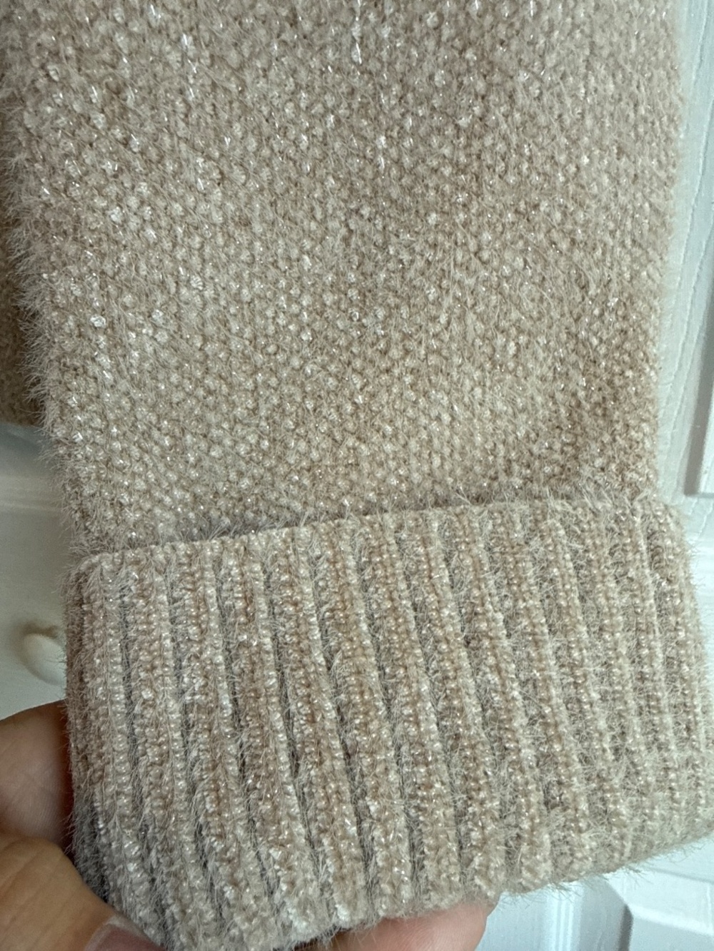 PIlcro Anthropologie Tan Metallic Thread open cardigan one size - Picture 6 of 6